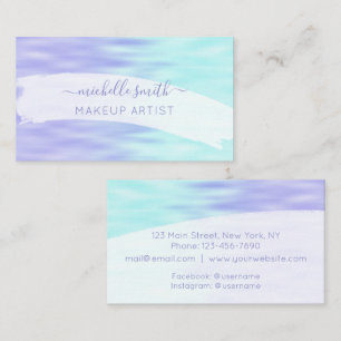 Modern Script Violet Aqua Blue Pastel Ombre Chic Visitenkarte
