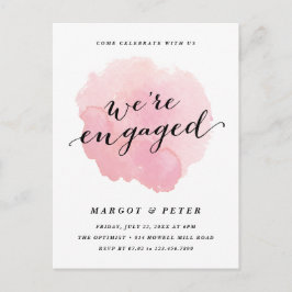 Modern Script Watercolor Engagement Party Einladungspostkarte