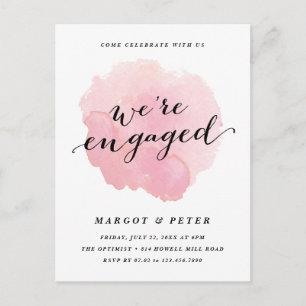 Modern Script Watercolor Engagement Party Einladungspostkarte