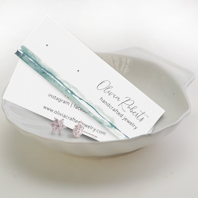 Modern Script Watercolor Stuhlkarton Earring Displ (Modern Script Watercolor Earring Display Card)