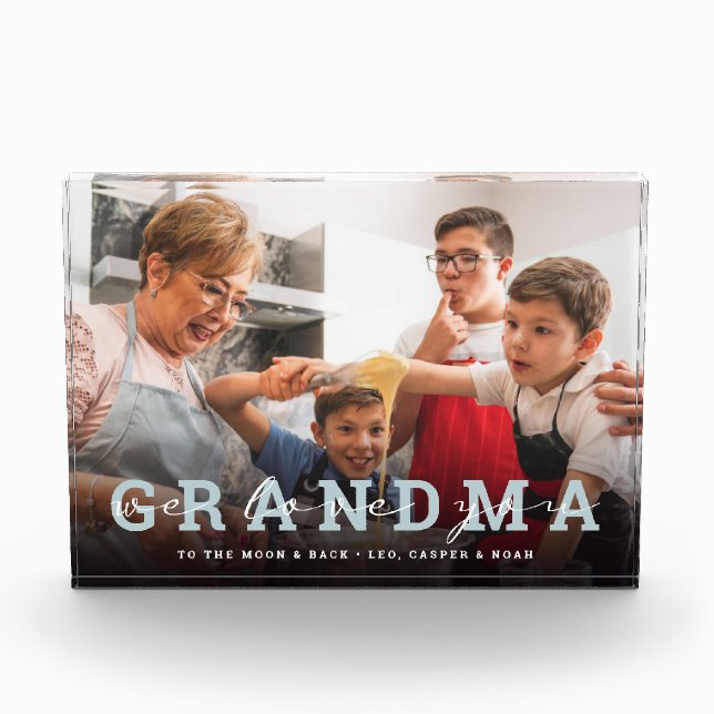 Modern Script 'We Liebe You - Oma' Glass Foto (Vorderseite)