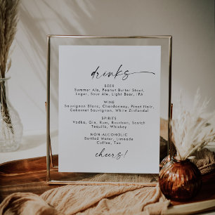 Modern Script Wedding Drinks Menu Sign Poster