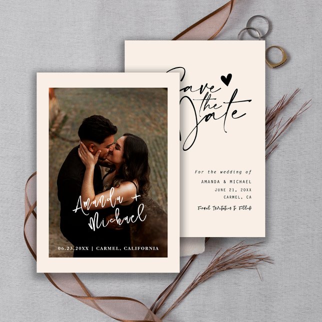 Modern Script Wedding Photo Save The Date (Von Creator hochgeladen)