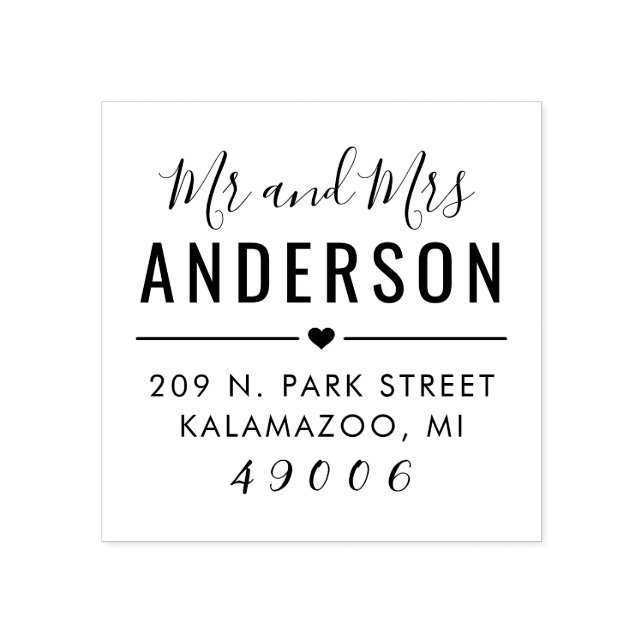 Modern Script Wedding Rücksendeadresse Gummistempel (Prägung)