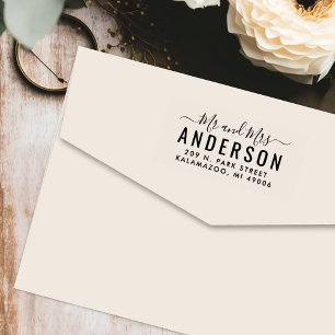 Modern Script Wedding Rücksendeadresse Permastempel