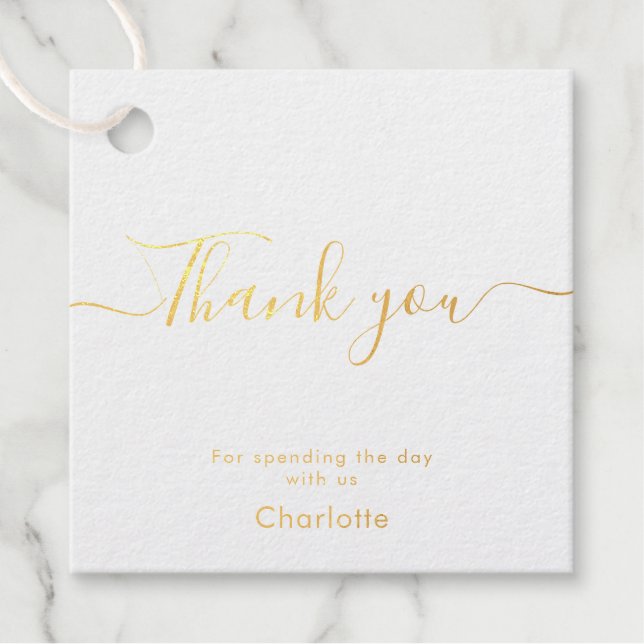 Modern Script Wedding Vielen Dank Geschenkanhänger (Vorderseite)