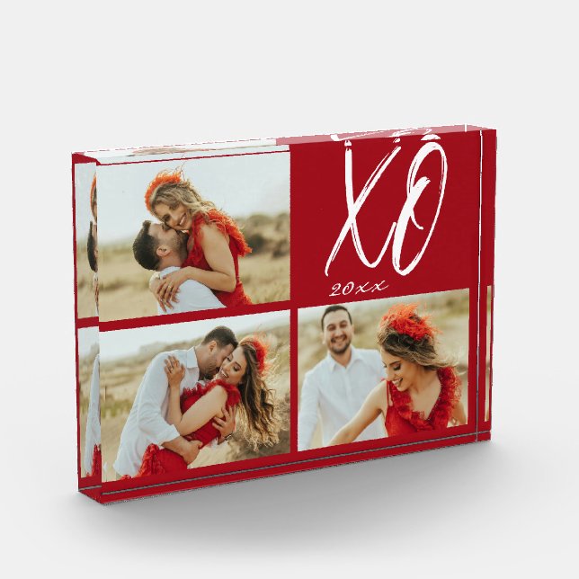 Modern Script XO Year Photo Acrylic Block (Links)