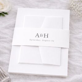 Modern Serif Monogram Editorial Wedding Einladungsbanderole