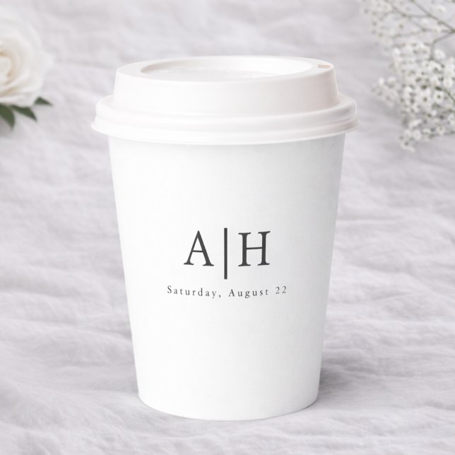 Modern Serif Monogram Wedding Party Paper Cup Pappbecher (Von Creator hochgeladen)