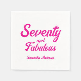Modern Seventy and Fabulous Pink 70th Birthday Serviette