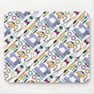 Modern Sewing Supplies and Tools Pattern Mousepad
