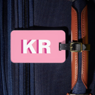 Modern Shadow Monogram Pink Personalisiert Gepäckanhänger