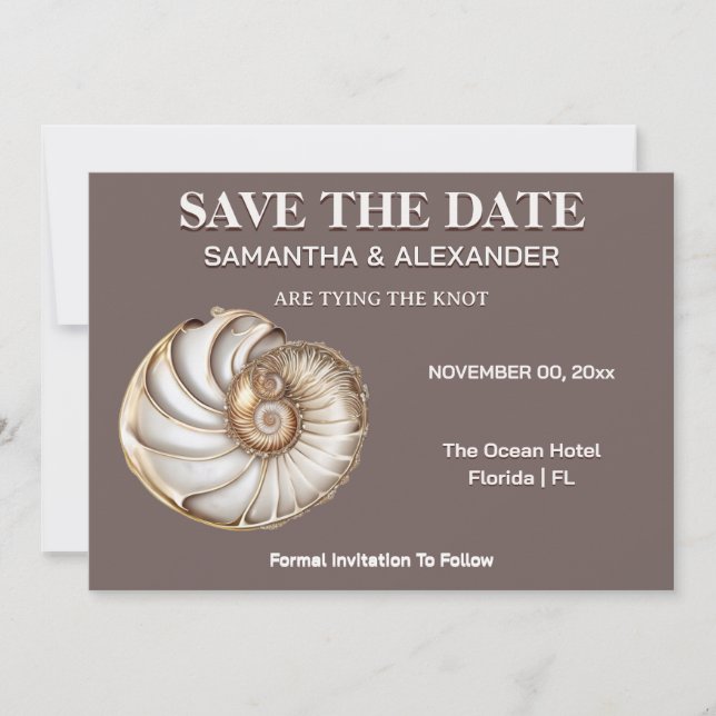 Modern Shell Save the Date Wedding Card Einladung (Vorderseite)