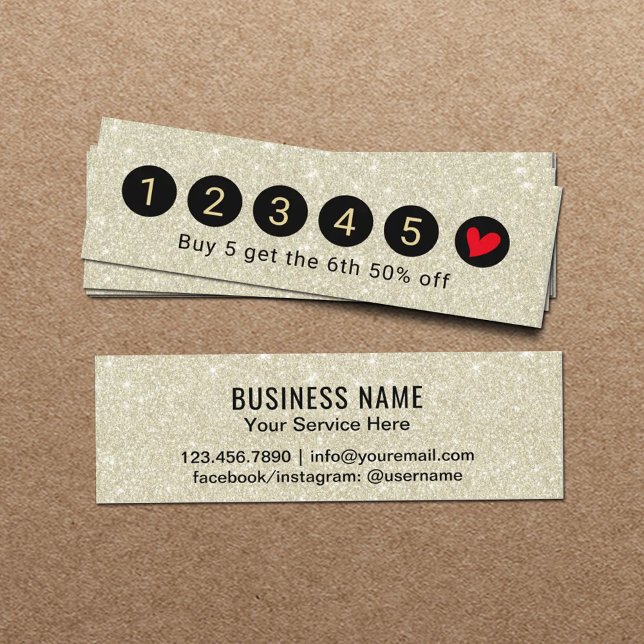 Modern Shimmer Ivory Glitzer 6 Punch Loyalität Treuekarte (Von Creator hochgeladen)