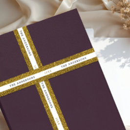 Modern Shiny Gold White Sparkle Glitter Name Typo Satinband