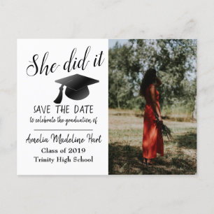 Modern   Sie hat es Save the Date gemacht Foto Postkarte