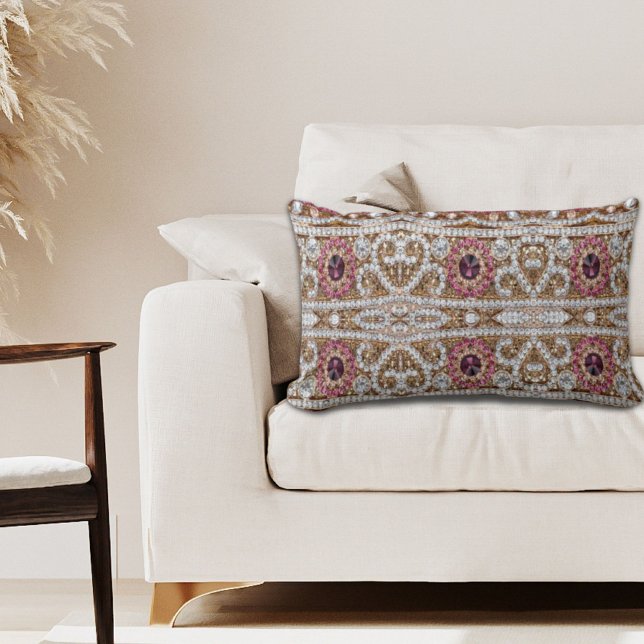 modern, silberfarben, rot-böhmisch lendenkissen (modern stylish silver gold burgundy pink bohemian lumbar pillow)