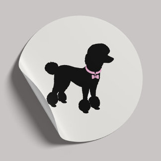 Modern Silhouette Dog Grooming Classic Round Runder Aufkleber