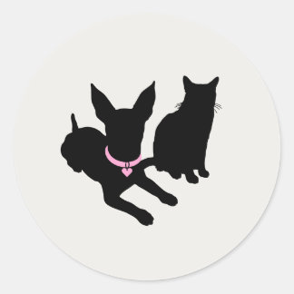 Modern Silhouette Pet Sitter Dog Cat Logo Runder Aufkleber