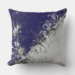 Modern Silver Embellished Grey Blue Throw Pillow Kissen