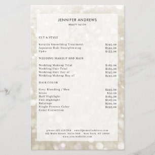 Modern Silver-Gold Glitter Salon Price List Flyer