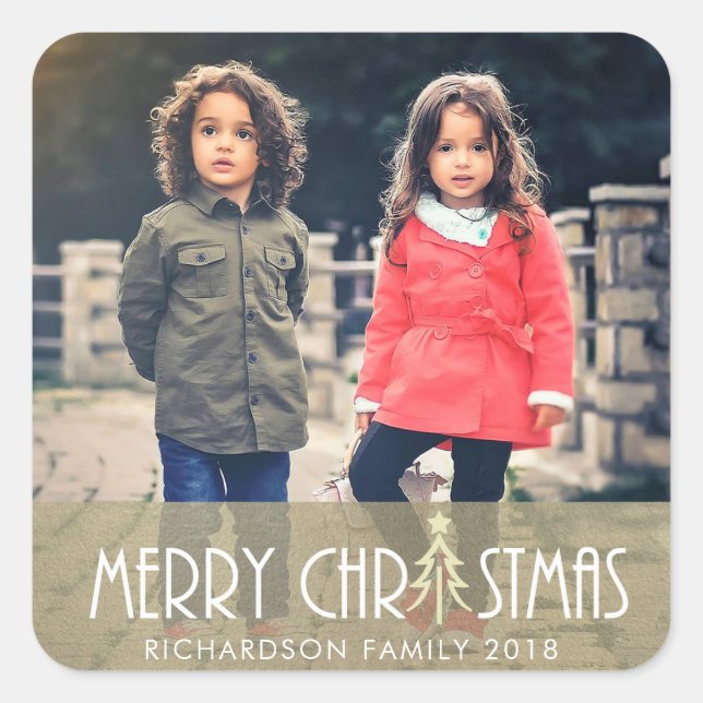 MODERN SILVER MERRY CHRISTMAS DOODLE FERIENWOHNUNG QUADRATISCHER AUFKLEBER (Vorderseite)