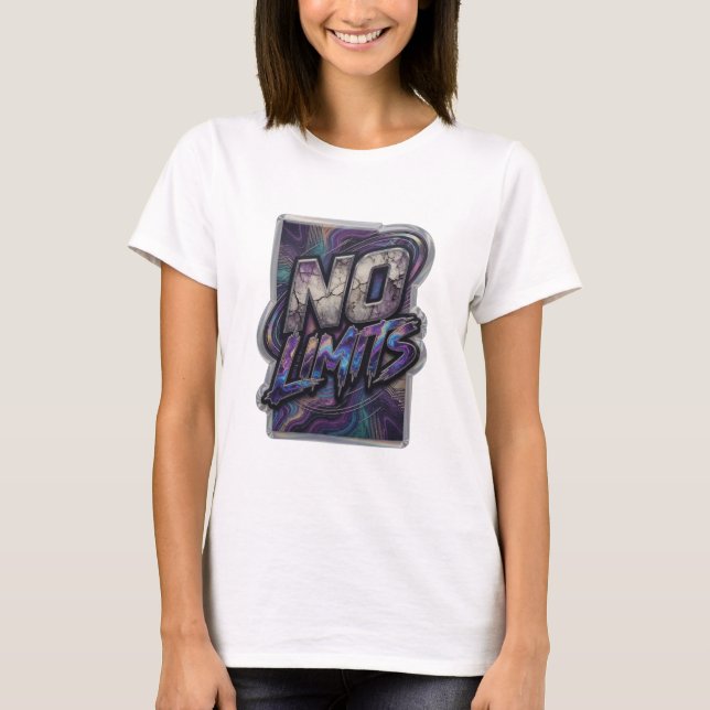 Modern Silver NO LIMITS Slogan T-Shirt (Vorderseite)