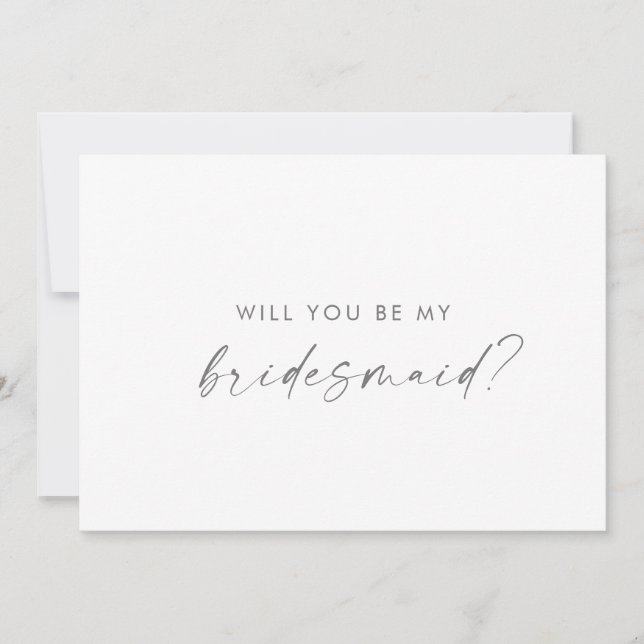 Modern Silver Script Bridesmaid Vorschlag Card Einladung (Vorderseite)