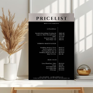 Modern Simpel Silver Salon Price List Poster