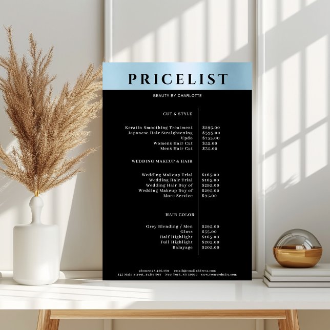 Modern SimpelBlue Salon Preisliste Poster (Von Creator hochgeladen)