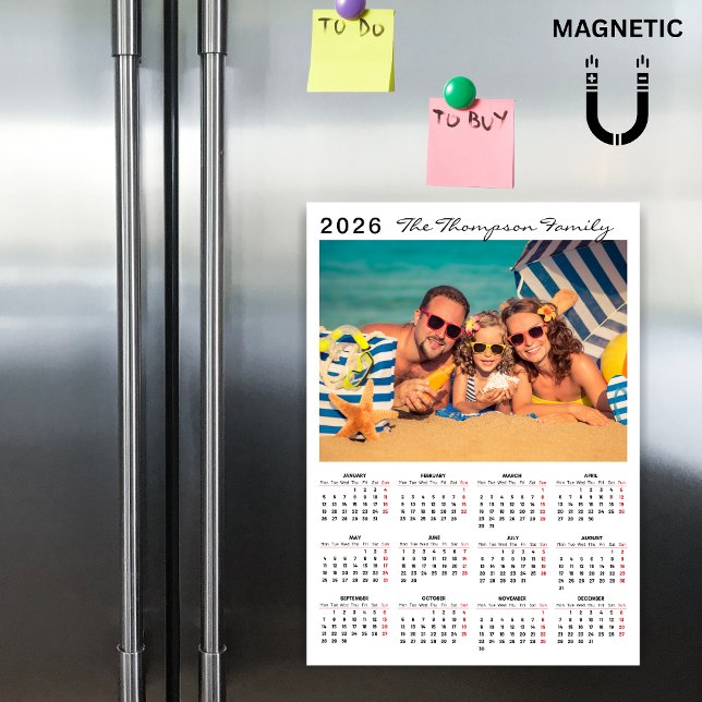 Modern Simple 2026 Calendar One Photo Magnet (Von Creator hochgeladen)