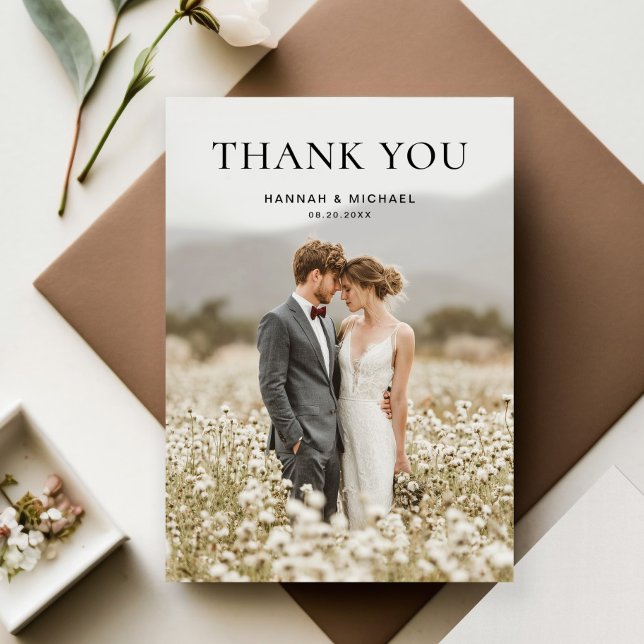 Modern Simple 2 Photo Wedding Thank You Card Dankeskarte (Von Creator hochgeladen)