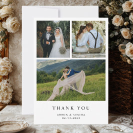 Modern Simple 4 Photo Wedding Thank You Card Dankeskarte