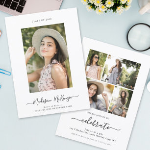 Modern Simple 5 Foto Calligraphy Easy Abschluss Einladung