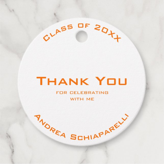 Modern Simple Abschluss Orange Vielen Dank Geschenkanhänger (Vorderseite)