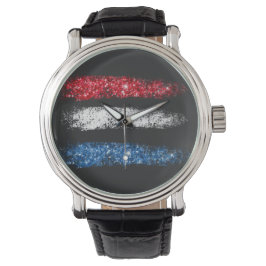*~* Modern Simple Abstrakt American Flag USA Armbanduhr