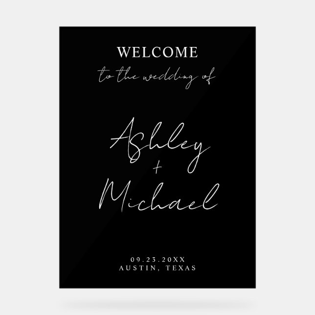 Modern Simple Acrylic Wedding Welcome Sign Acrylschild (Vorderseite)