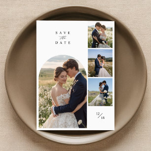 Modern Simple Arch 4 Foto Collage Wedding Save The Date
