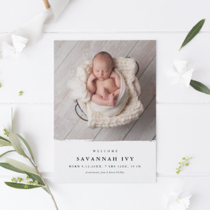 Modern Simple Baby Foto Birth Ankündigung