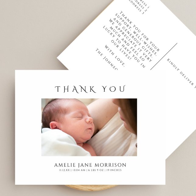 Modern Simple Baby Photo Birth Announcement Postkarte (Von Creator hochgeladen)