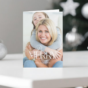 Modern Simple Be Merry Typografie 1 Foto Feiertagskarte