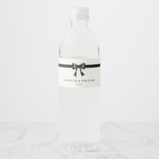 Modern Simple Black Bow Personalized water bottle  Wasserflaschenetikett