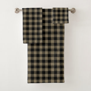 Modern Simple Black Brown Buffalo Kariert Badhandtuch Set