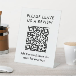 Modern Simple Black Custom Leave a Review QR Code Sockelschild