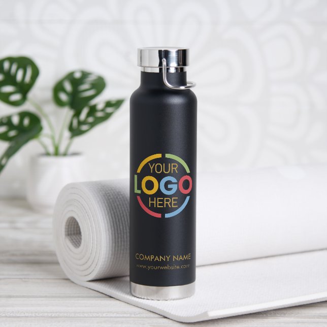 Modern Simple Black Gold Company Business Logo Trinkflasche (Yoga)