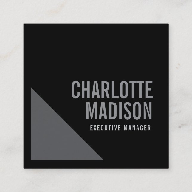 Modern Simple Black Grey Trendy Minimalist Plain  Quadratische Visitenkarte (Vorderseite)