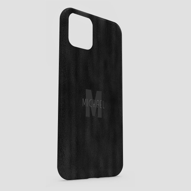 Modern Simple Black Minimalistisch Textured Monogr Case-Mate iPhone Hülle (Von Creator hochgeladen)