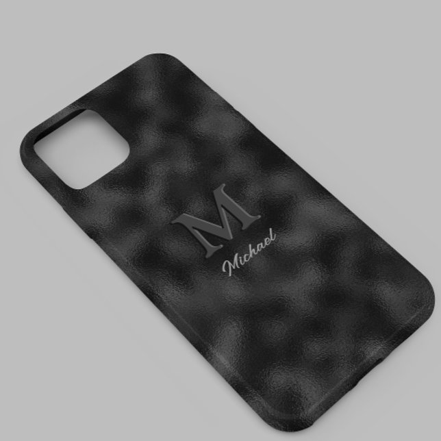 Modern Simple Black Minimalistisch Textured Monogr Case-Mate iPhone Hülle (Von Creator hochgeladen)