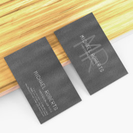 Modern Simple Black Minimalistisch Textured Monogr Visitenkarte