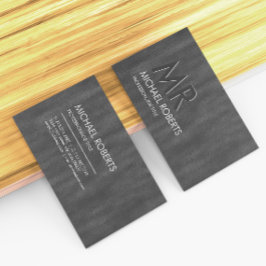 Modern Simple Black Minimalistisch Textured Monogr Visitenkarte